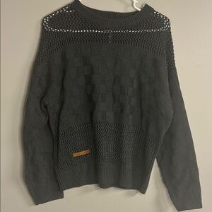 Simply Southern Small Black Crewneck Sweater with Textured Knit Pattern